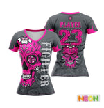 Load image into Gallery viewer, Sugar Skull Breast Cancer Awareness Women&#39;s full dye jersey

