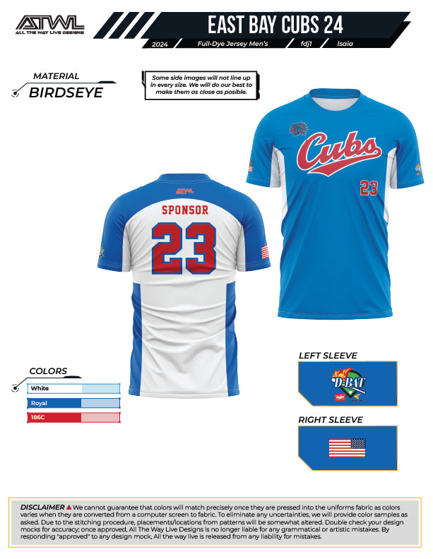 East Bay Spring 2024 Baseball Jerseys