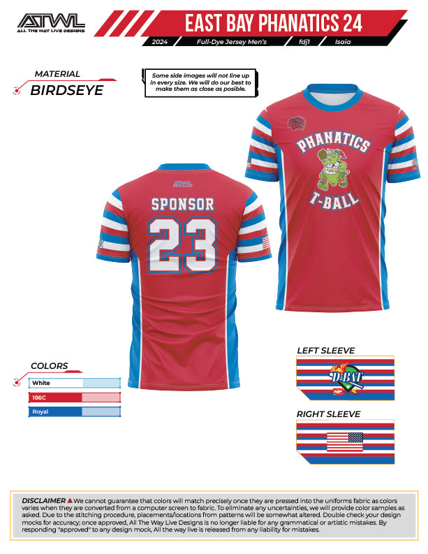 East Bay Spring 2024 Baseball Jerseys