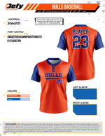Load image into Gallery viewer, Bulls baseball Orange 2 Button Full Dye Men&#39;s Jersey
