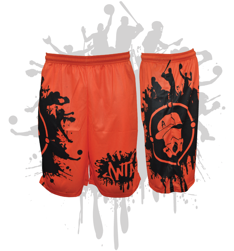 Splatter Splash Mens Full Dye Shorts Orange/Black