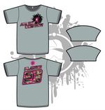 Load image into Gallery viewer, ALL THE WAY LIVE SPLASH MASK CAMO/NEON PINK on MEN&#39;S GREY SUB DYE JERSEY
