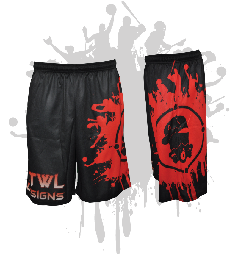 Splatter Splash Mens Full Dye Shorts Black/Red