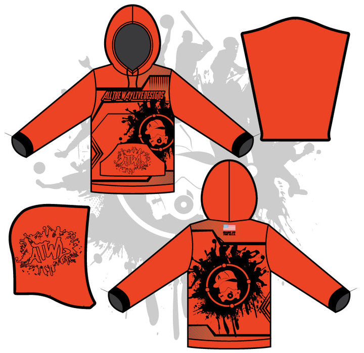 Retro Splash Unisex Hoody Neon Orange/Black