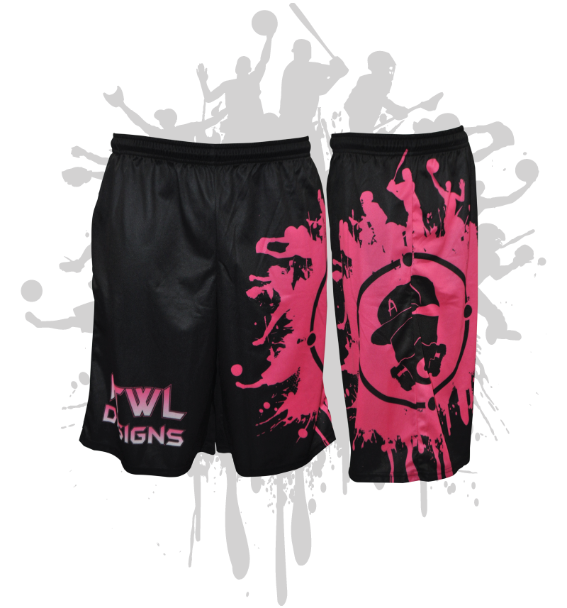 Splatter Splash Mens Full Dye Shorts Black/Pink